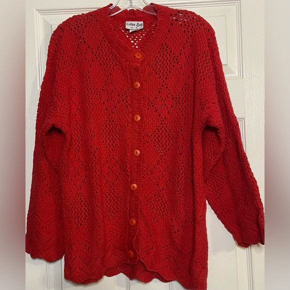 Colter Bay Sweaters - Colter Bay Women’s Cardigan HandLoomed 1989 Red Diamond Knit Size Medium